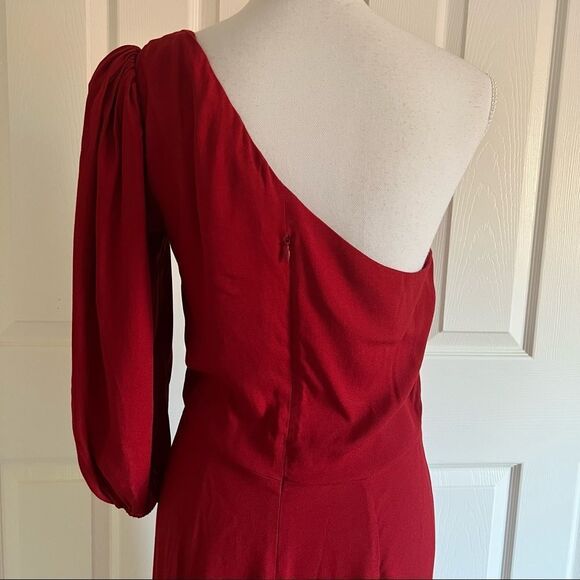Reformation Lawrence One Shoulder Midi Dress in Crimson US 8 - Picture 7 of 10